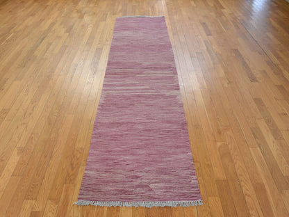 Kilim Flatweave hand-knotted wool runner in Pink, 2'8" x 10', SKU O078882 (view 2)
