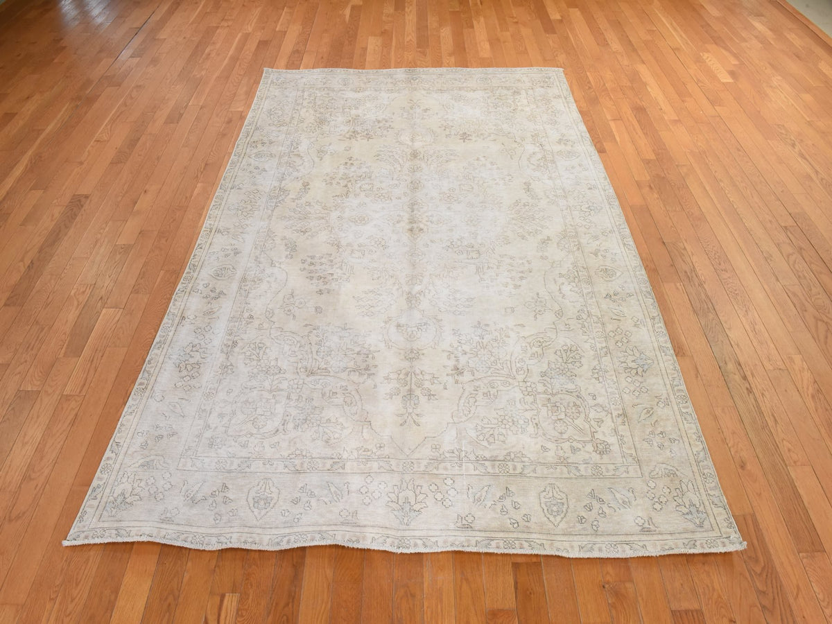 Persian White Wash Vintage & Silver Wash hand-knotted wool rug in Ivory, 6'3" x 9'5", SKU O078884 (view 2)