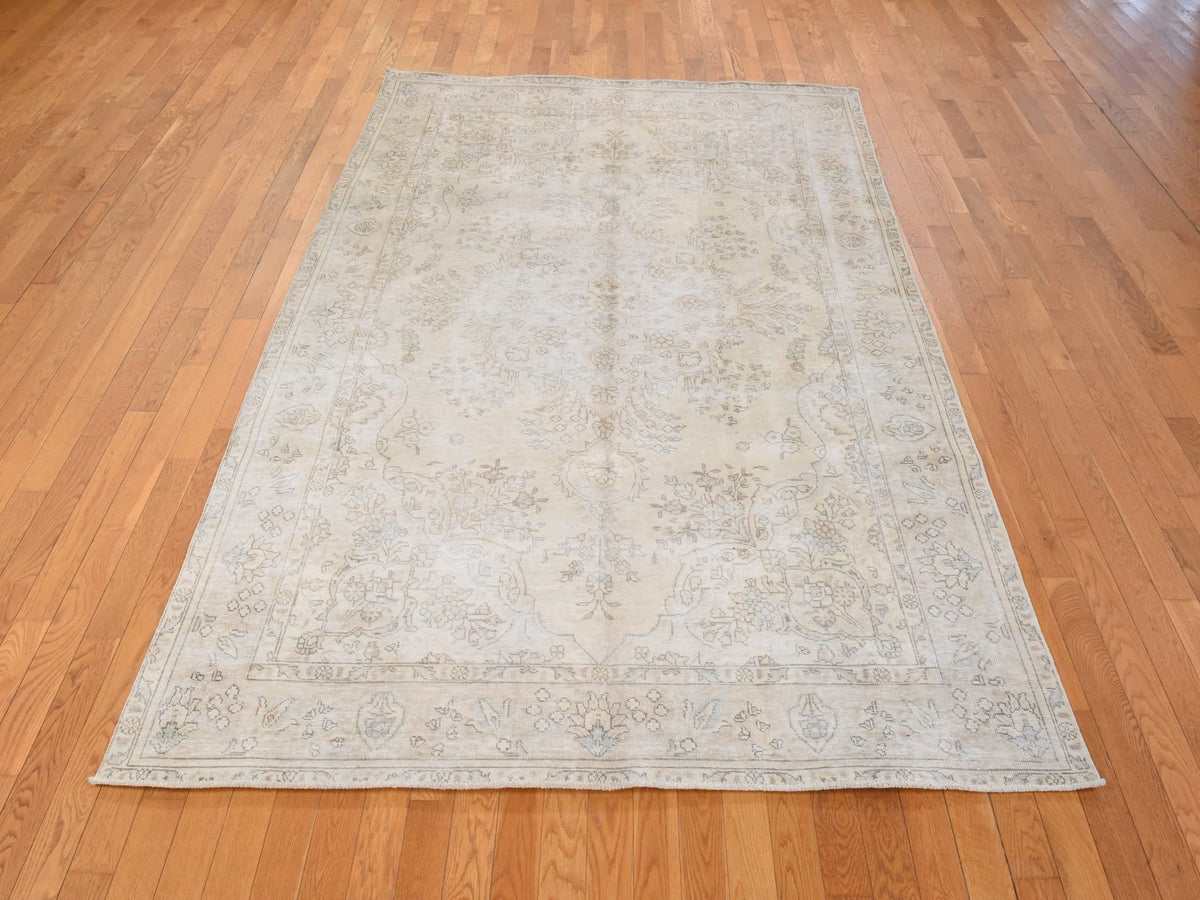 Persian White Wash Vintage & Silver Wash hand-knotted wool rug in Ivory, 6'3" x 9'5", SKU O078884 (view 3)
