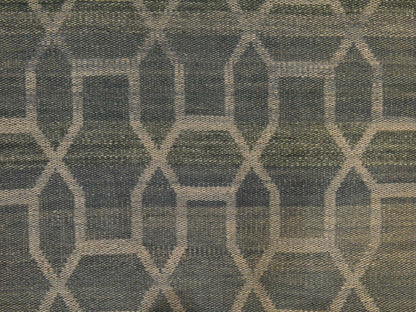 Kilim Flatweave hand-knotted wool runner in Green, 2'7" x 9'8", SKU O078885 (view 3)