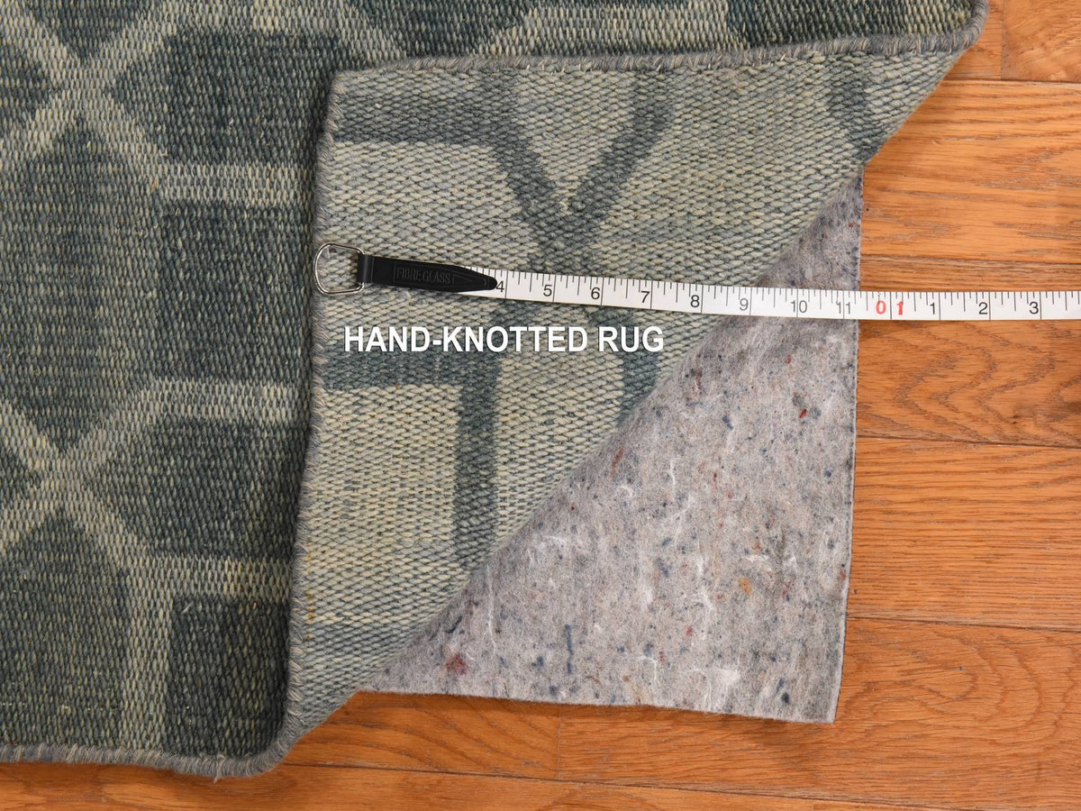 Kilim Flatweave hand-knotted wool runner in Green, 2'7" x 9'8", SKU O078885 (view 5)