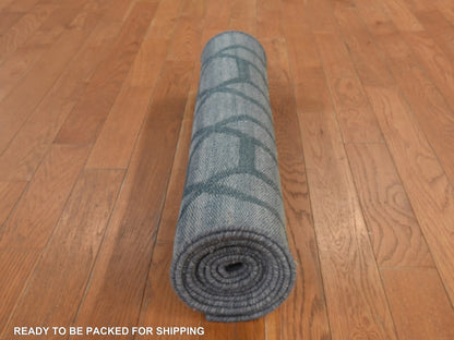 Kilim Flatweave hand-knotted wool runner in Green, 2'7" x 9'8", SKU O078885 (view 7)