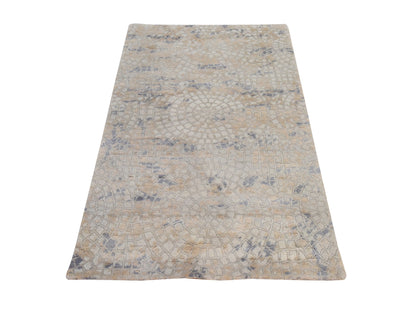 Modern / Contemporary hand-knotted wool/silk rug in Beige, 3' x 5', SKU O078886