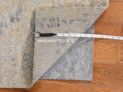 Modern / Contemporary hand-knotted wool/silk rug in Beige, 3' x 5', SKU O078886 (view 5)