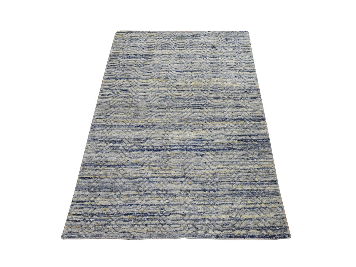 Modern / Contemporary hand-knotted wool rug in Blue, 3' x 5', SKU O078887