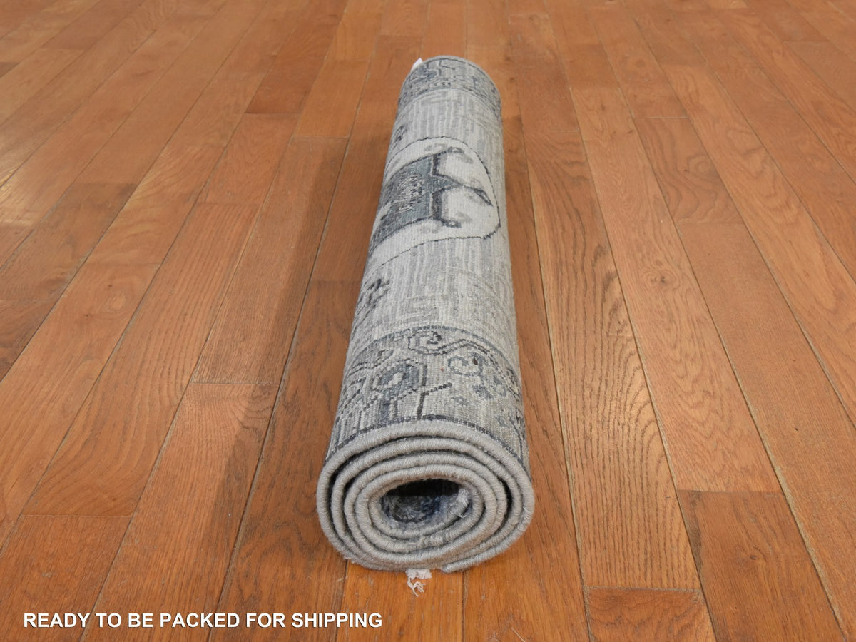 Khotan Khotan hand-knotted wool/silk rug in Gray, 3' x 5'2", SKU O078888 (view 7)