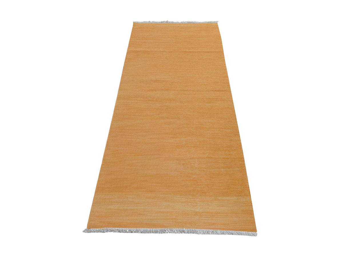 Kilim Flatweave hand-knotted wool runner in Orange, 2'6" x 6'8", SKU O078889