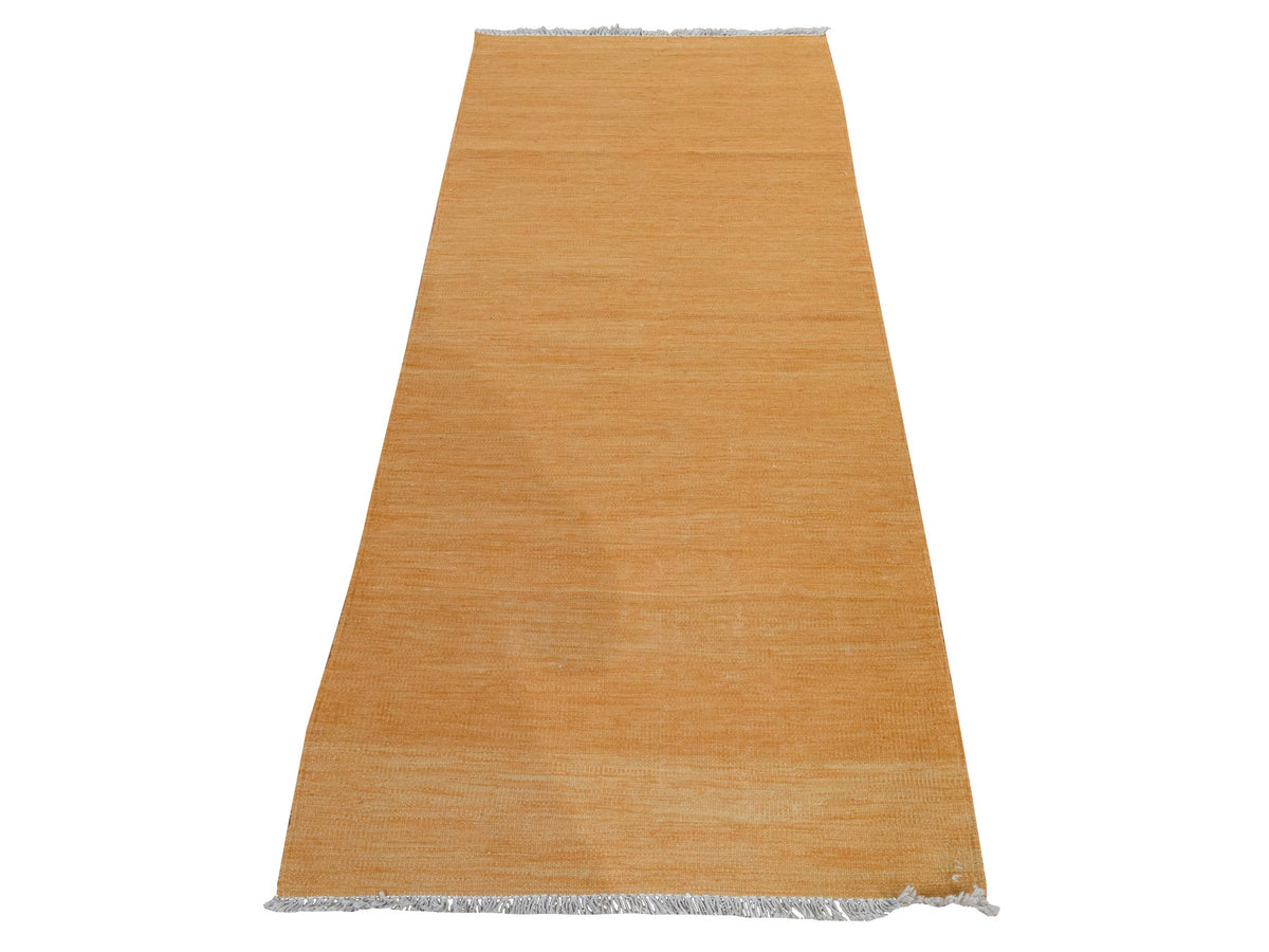 Kilim Flatweave hand-knotted wool runner in Orange, 2'6" x 6'8", SKU O078889