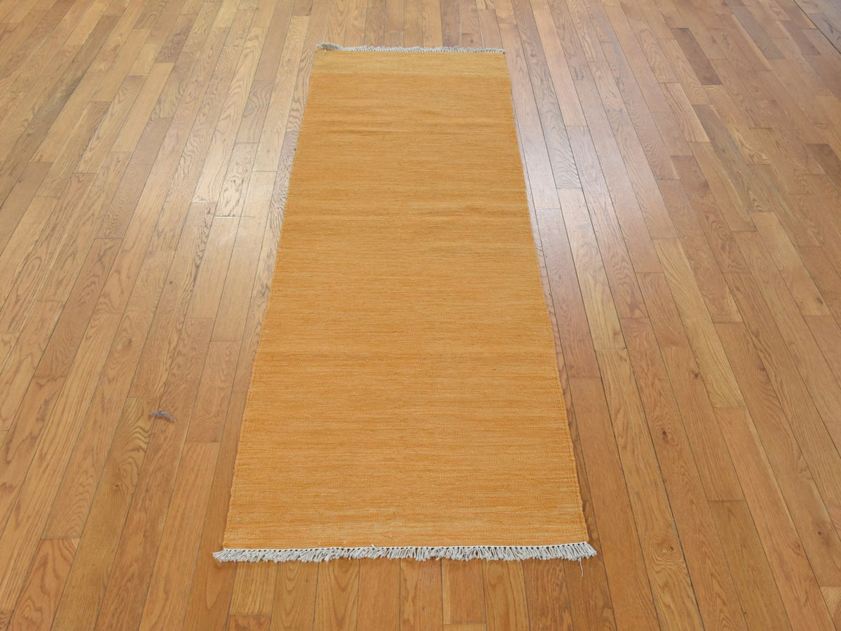 Kilim Flatweave hand-knotted wool runner in Orange, 2'6" x 6'8", SKU O078889 (view 2)