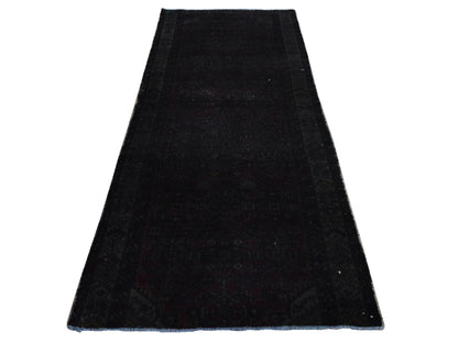 Malayer Vintage hand-knotted wool runner in Overdyed, 3'6" x 9'1", SKU O078890