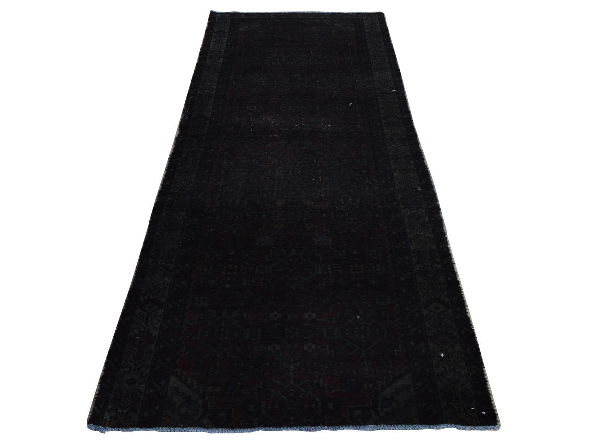 Malayer Vintage hand-knotted wool runner in Overdyed, 3'6" x 9'1", SKU O078890