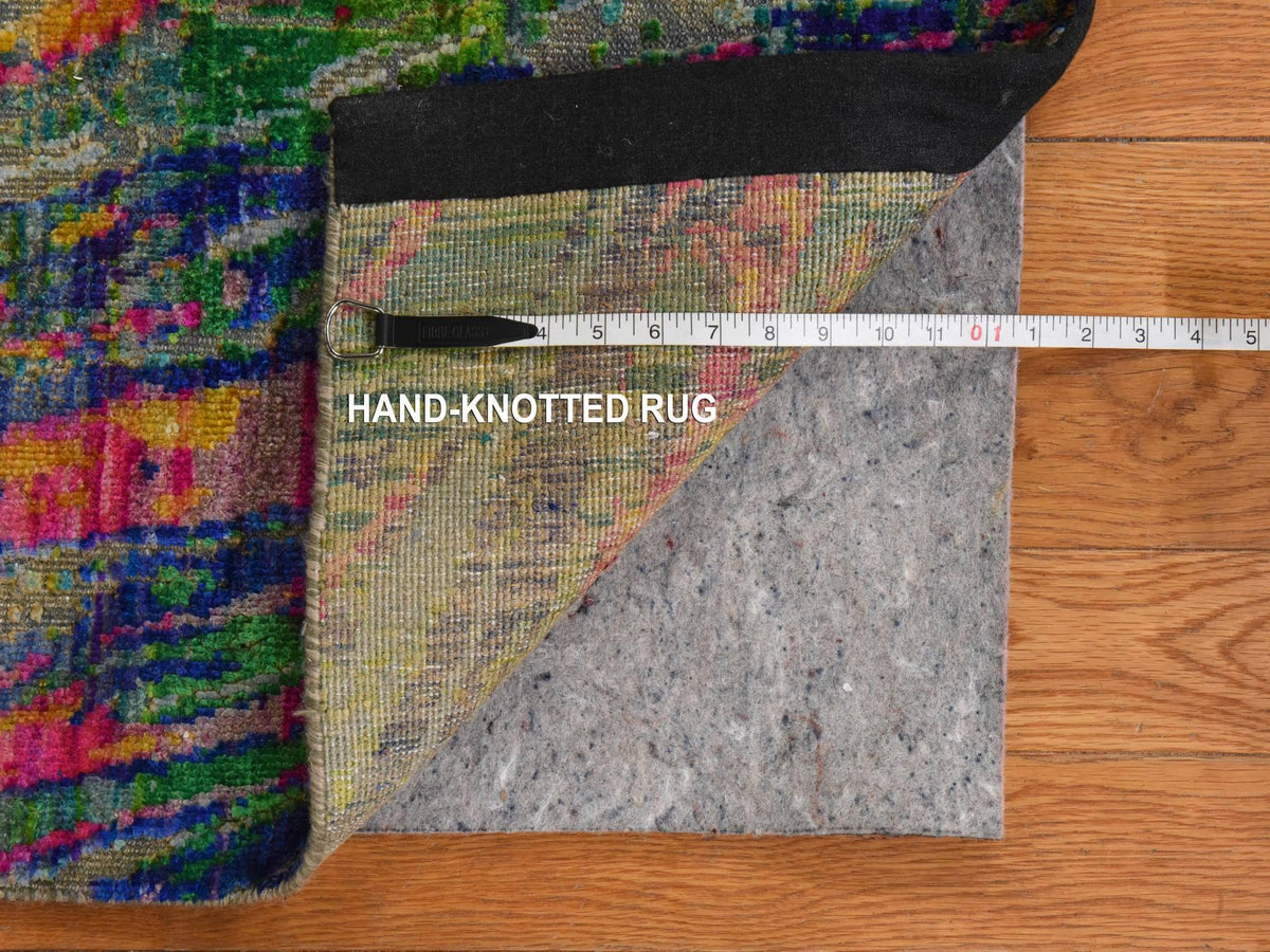 Transitional hand-knotted wool/silk rug in Multicolored, 5'10" x 8'8", SKU O078891 (view 7)