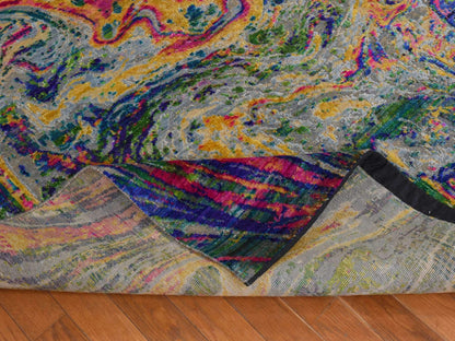 Transitional hand-knotted wool/silk rug in Multicolored, 5'10" x 8'8", SKU O078891 (view 8)