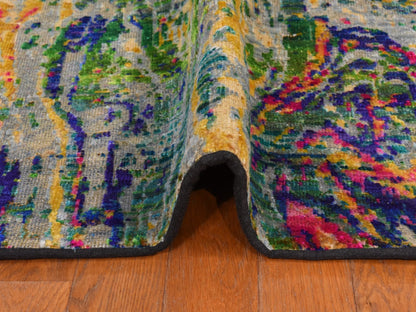 Transitional hand-knotted wool/silk rug in Multicolored, 5'10" x 8'8", SKU O078891 (view 9)