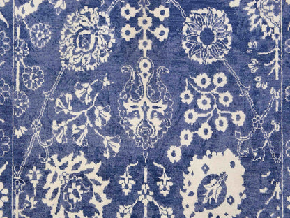 Tabriz Transitional hand-knotted wool/silk rug in Blue, 6'2" x 9', SKU O078892 (view 5)