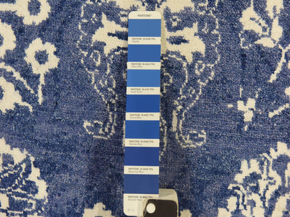 Tabriz Transitional hand-knotted wool/silk rug in Blue, 6'2" x 9', SKU O078892 (view 6)
