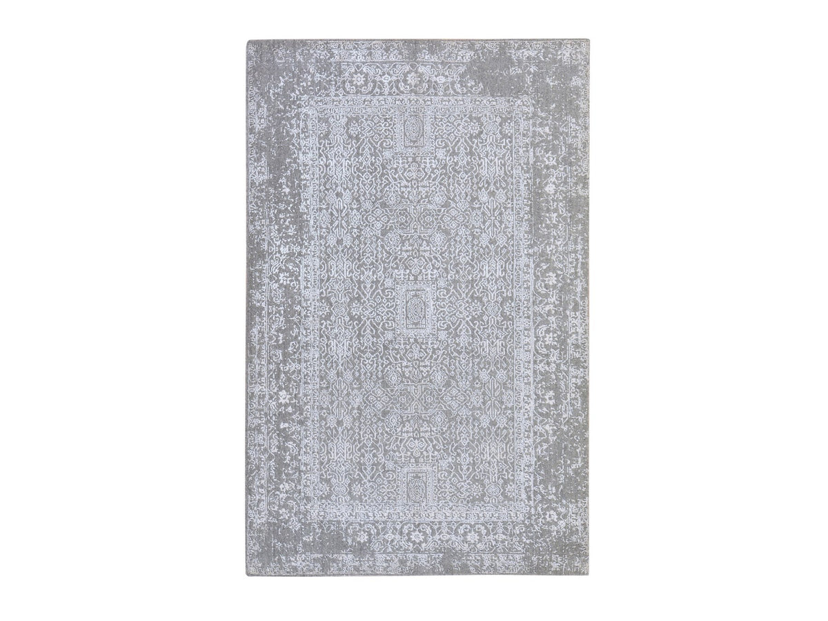 Modern / Contemporary hand-knotted wool/silk rug in Gray, 5'10" x 9'1", SKU O078893