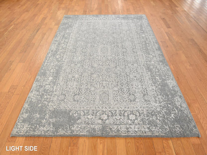 Modern / Contemporary hand-knotted wool/silk rug in Gray, 5'10" x 9'1", SKU O078893 (view 3)