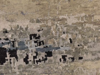 Modern / Contemporary hand-knotted wool/silk rug in Beige, 6'3" x 8'10", SKU O078896 (view 5)