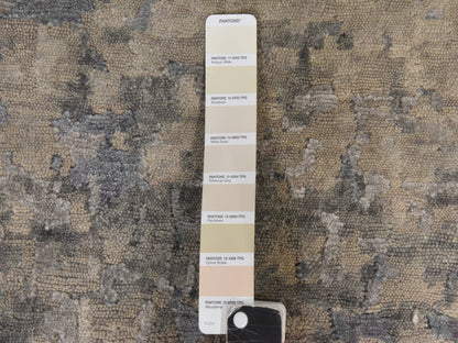 Modern / Contemporary hand-knotted wool/silk rug in Beige, 6'3" x 8'10", SKU O078896 (view 6)