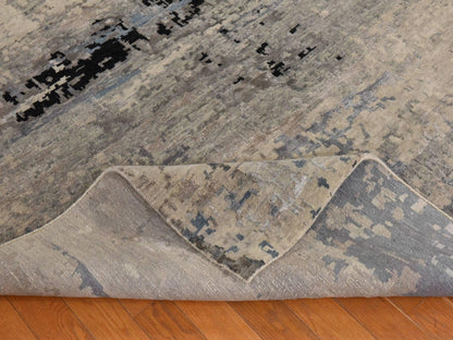 Modern / Contemporary hand-knotted wool/silk rug in Beige, 6'3" x 8'10", SKU O078896 (view 8)