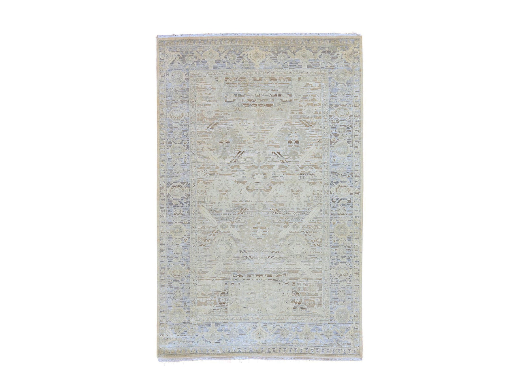 Oushak Oushak hand-knotted wool/silk rug in Ivory, 6' x 9'5", SKU O078897