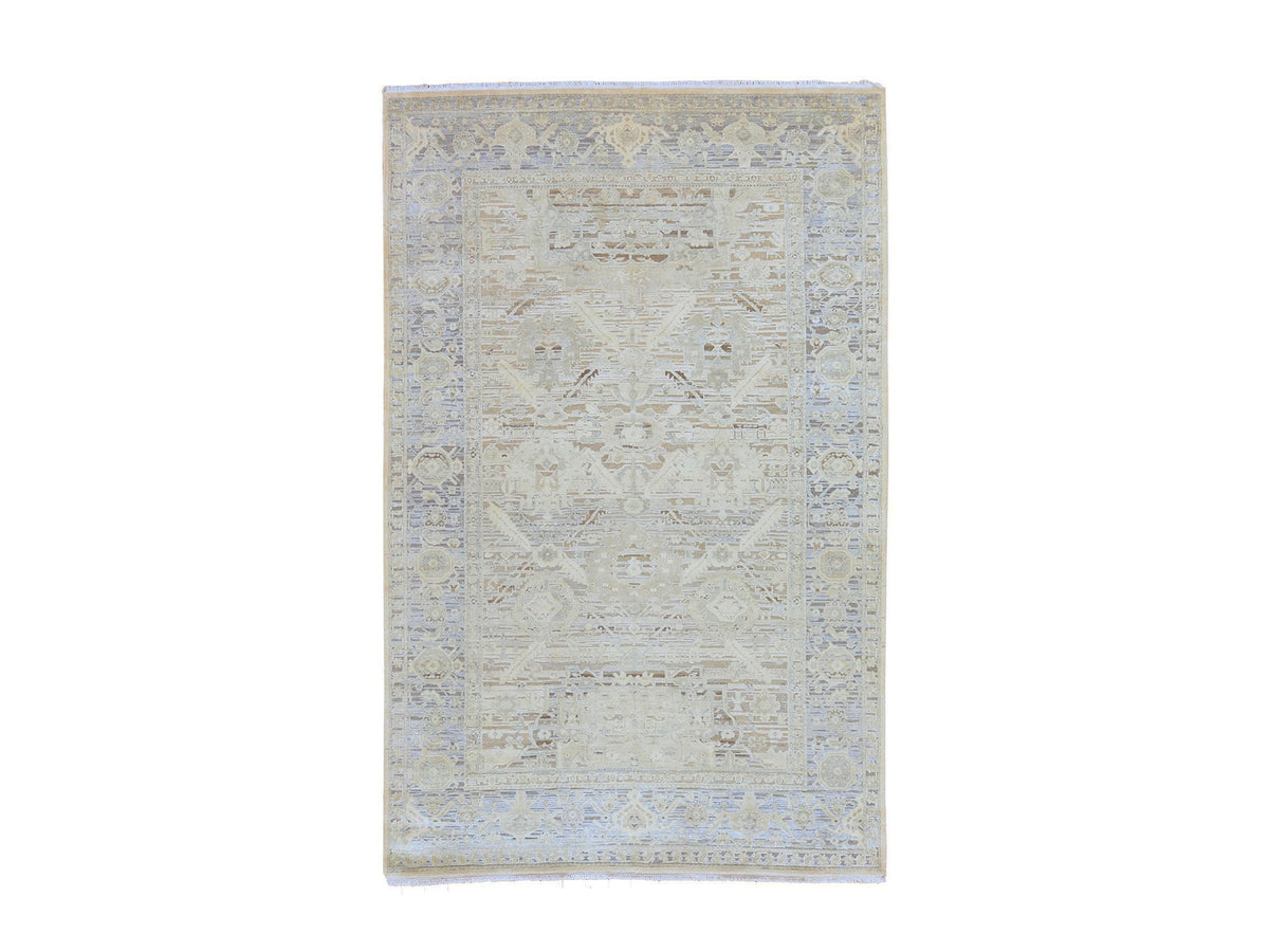 Oushak Oushak hand-knotted wool/silk rug in Ivory, 6' x 9'5", SKU O078897