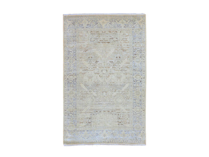 Oushak Oushak hand-knotted wool/silk rug in Ivory, 6' x 9'5", SKU O078897