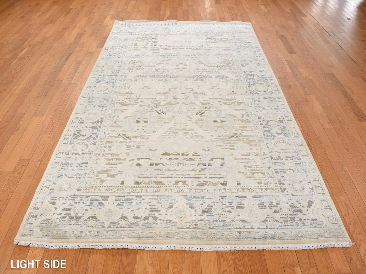 Oushak Oushak hand-knotted wool/silk rug in Ivory, 6' x 9'5", SKU O078897 (view 3)