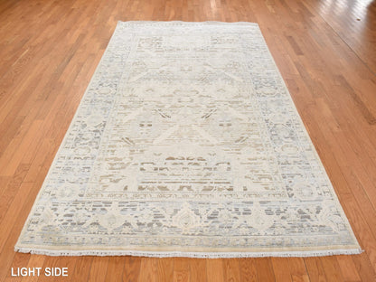 Oushak Oushak hand-knotted wool/silk rug in Ivory, 6' x 9'5", SKU O078897 (view 3)
