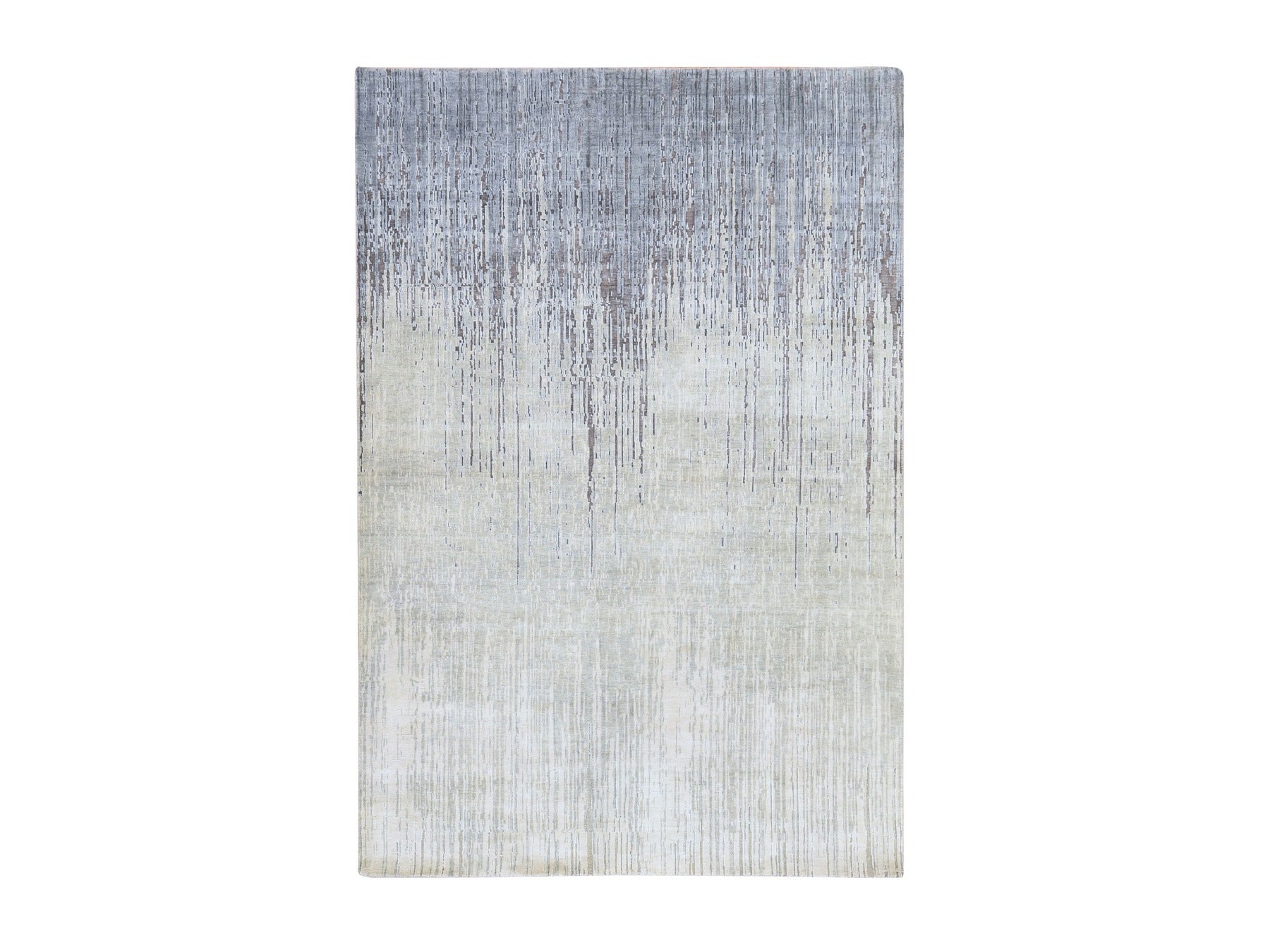 Modern / Contemporary hand-knotted silk rug in Gray, 6' x 8'10", SKU O078898