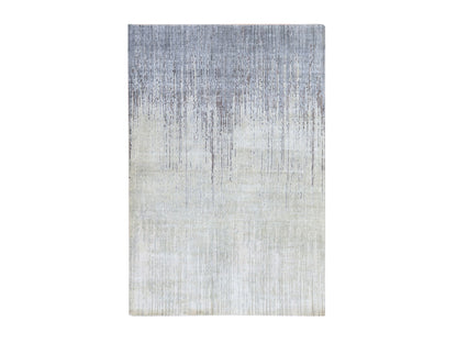 Modern / Contemporary hand-knotted silk rug in Gray, 6' x 8'10", SKU O078898