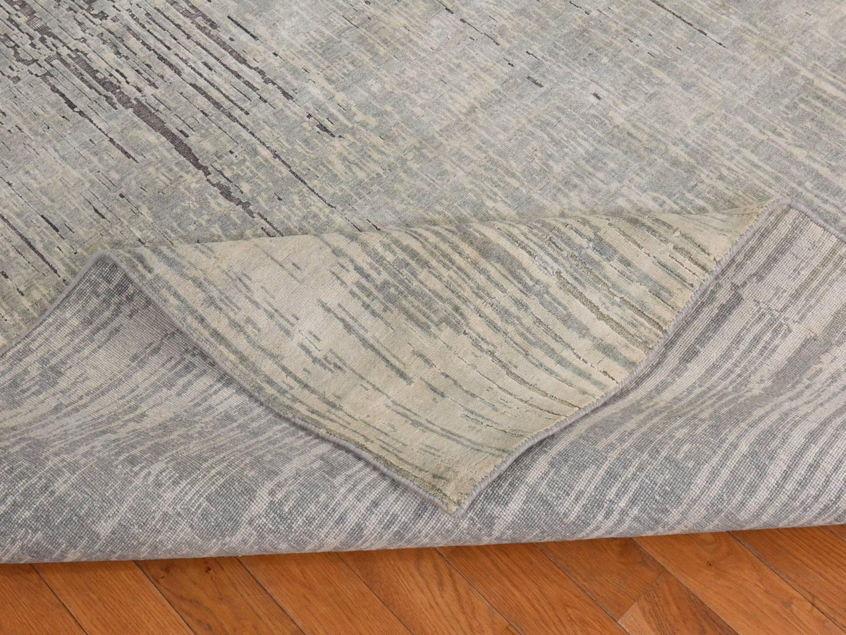 Modern / Contemporary hand-knotted silk rug in Gray, 6' x 8'10", SKU O078898 (view 8)