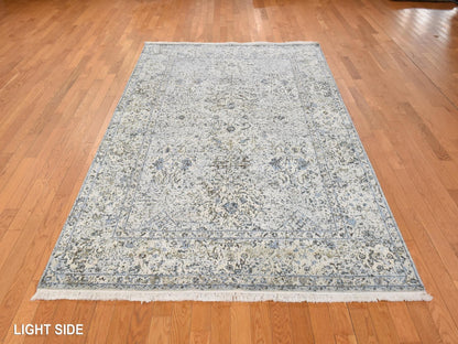 Oushak Transitional hand-knotted wool/silk rug in Ivory, 6' x 9'3", SKU O078899 (view 3)