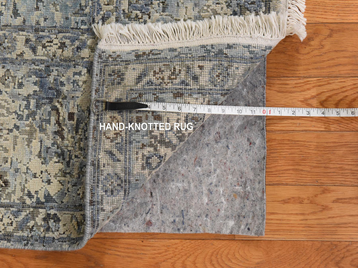 Oushak Transitional hand-knotted wool/silk rug in Ivory, 6' x 9'3", SKU O078899 (view 7)