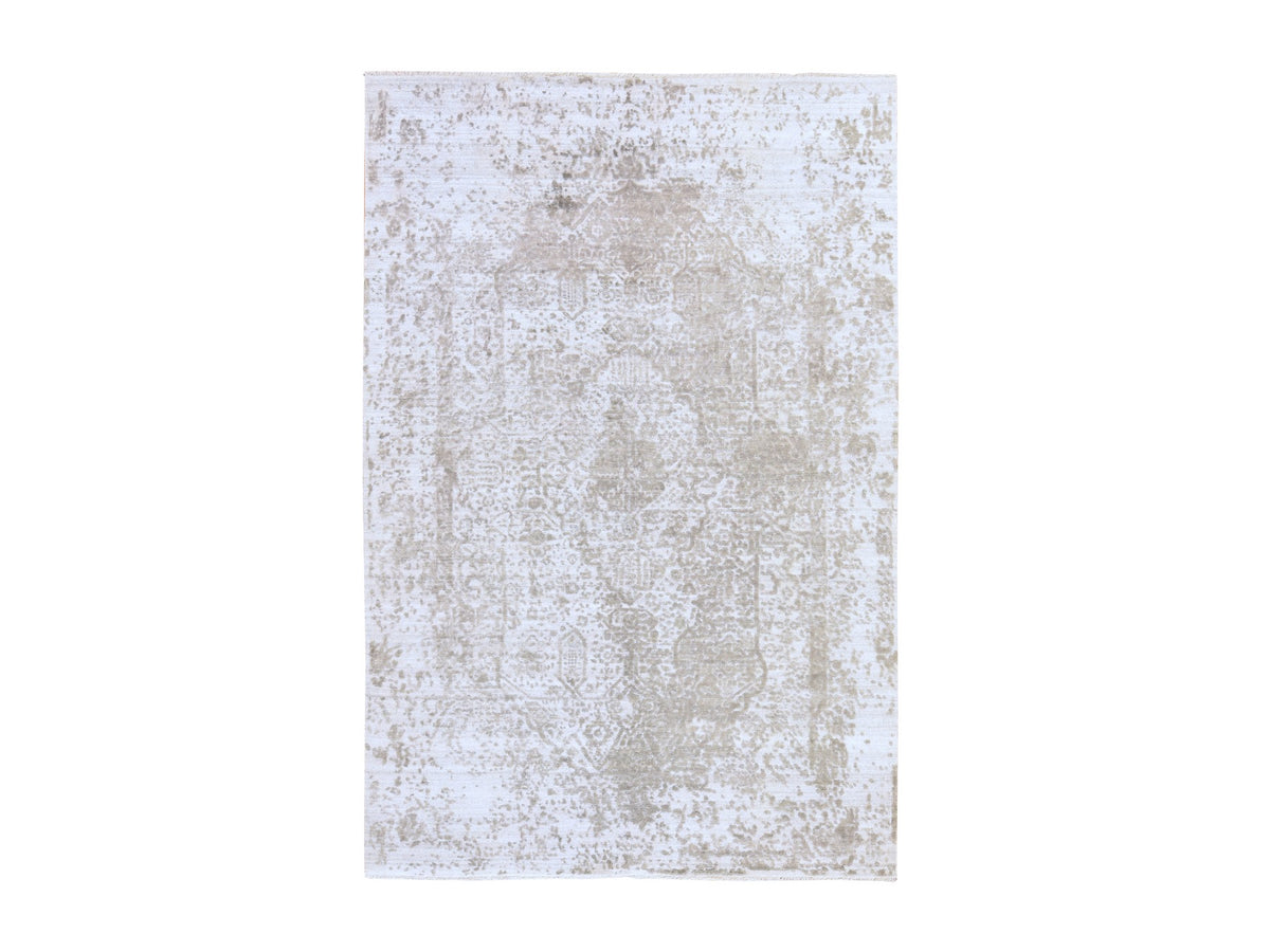 Persian Transitional hand-knotted wool/silk rug in Gray, 6' x 9', SKU O078901