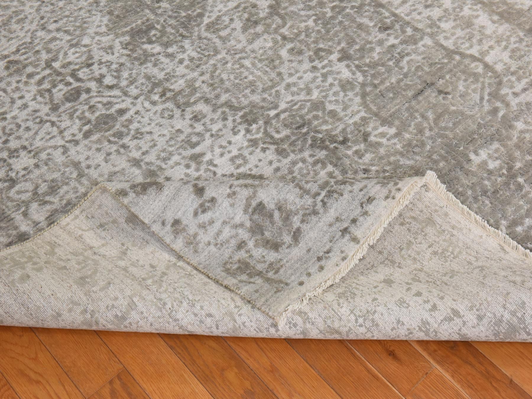 Persian Transitional hand-knotted wool/silk rug in Gray, 6' x 9', SKU O078901 (view 8)