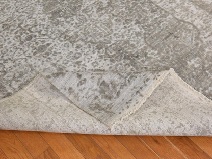 Persian Transitional hand-knotted wool/silk rug in Gray, 6' x 9', SKU O078901 (view 8)
