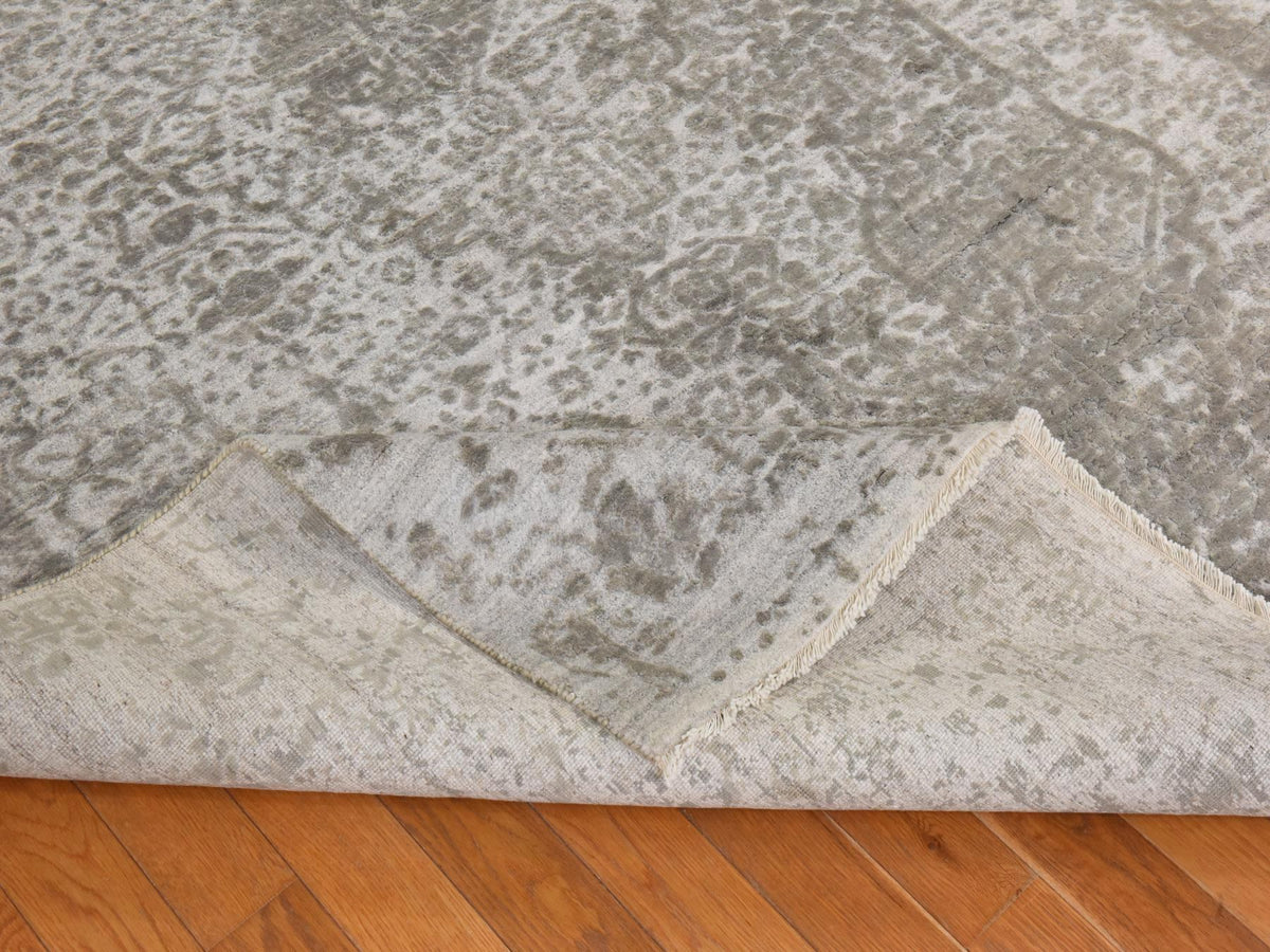 Persian Transitional hand-knotted wool/silk rug in Gray, 6' x 9', SKU O078901 (view 8)