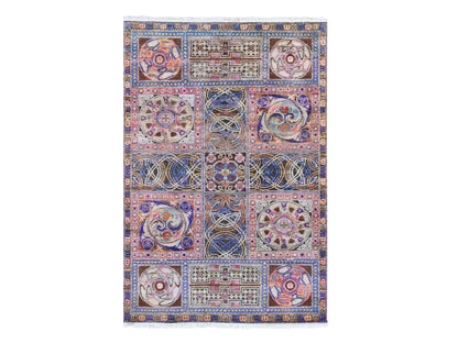 Modern / Contemporary hand-knotted silk rug in Brown, 6'1" x 9', SKU O078903