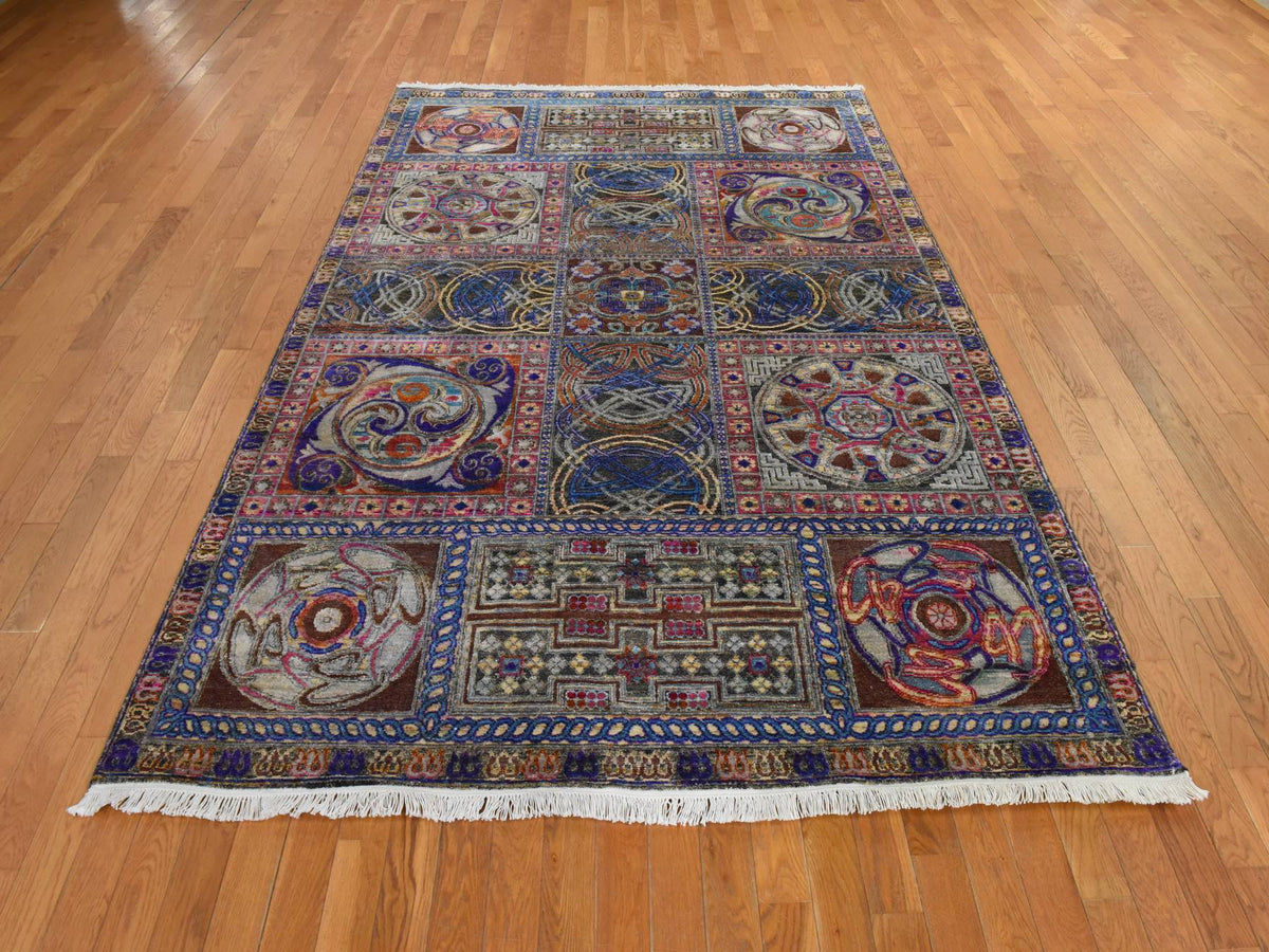 Modern / Contemporary hand-knotted silk rug in Brown, 6'1" x 9', SKU O078903 (view 2)