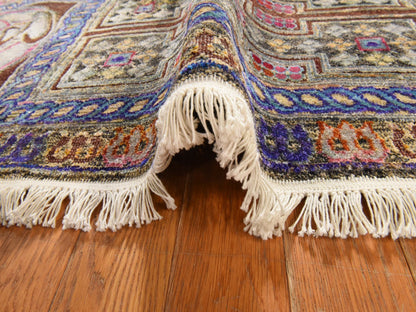Modern / Contemporary hand-knotted silk rug in Brown, 6'1" x 9', SKU O078903 (view 9)