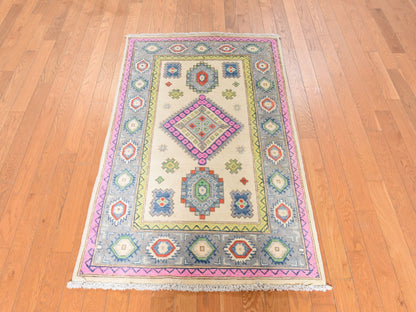 Kazak Khotan hand-knotted wool rug in Ivory, 3'1" x 4'9", SKU O078904 (view 2)