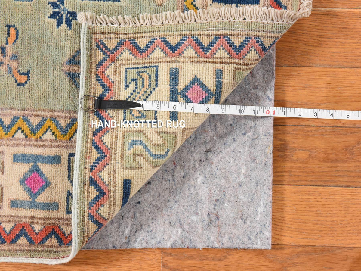 Kazak Kazak hand-knotted wool rug in Green, 3'4" x 4'9", SKU O078905 (view 5)