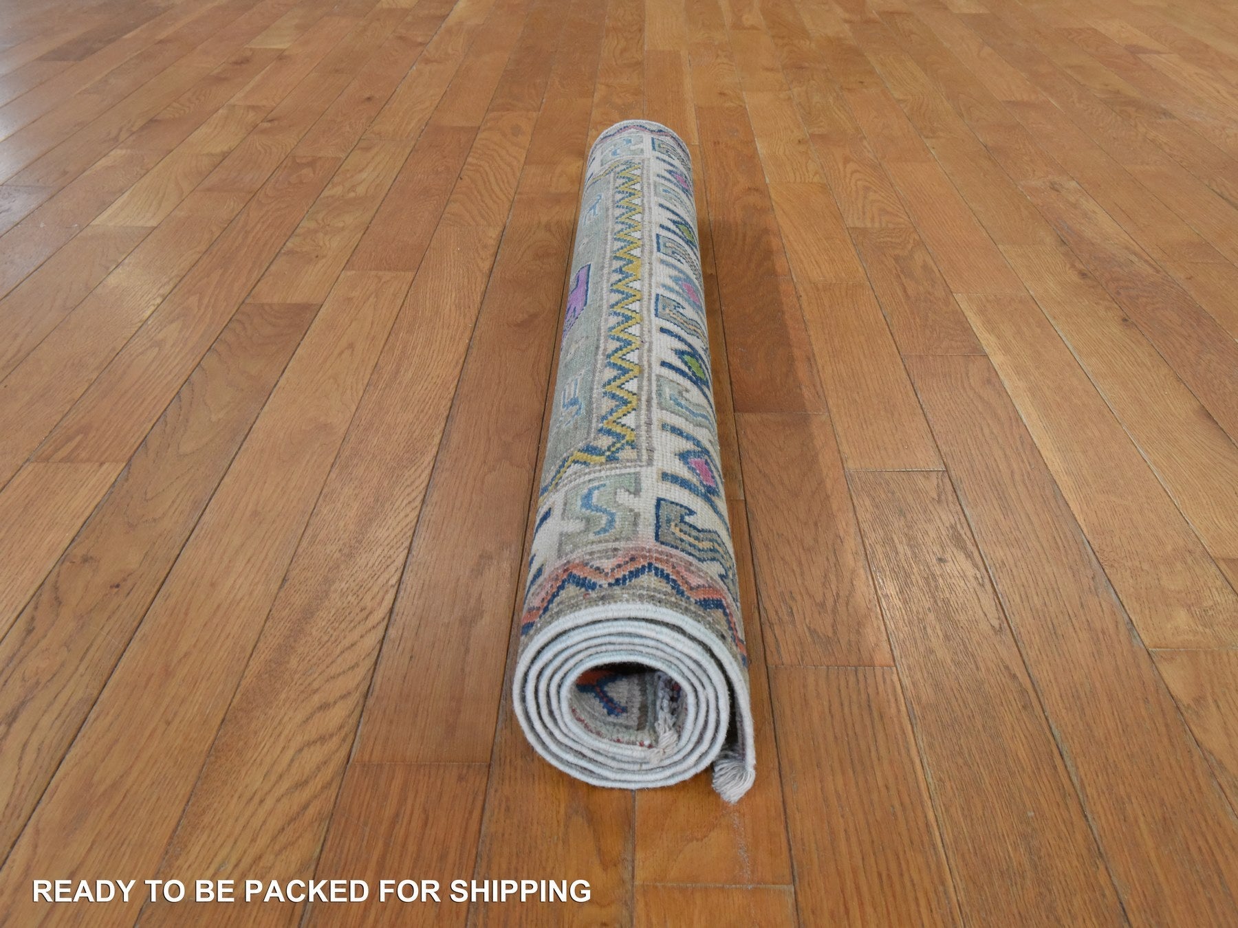 Kazak Kazak hand-knotted wool rug in Green, 3'4" x 4'9", SKU O078905 (view 7)