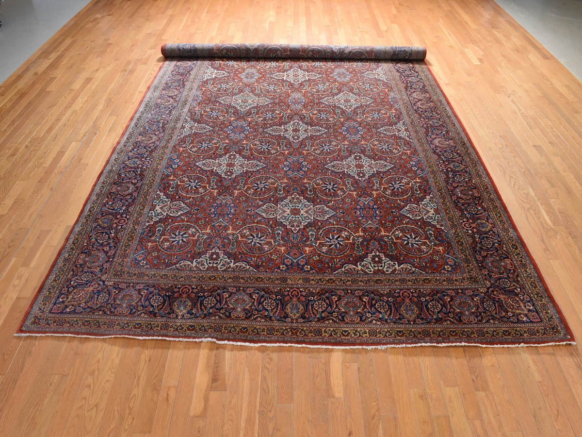Persian Antique hand-knotted wool rug in Red, 10' x 16'8", SKU O078911 (view 2)