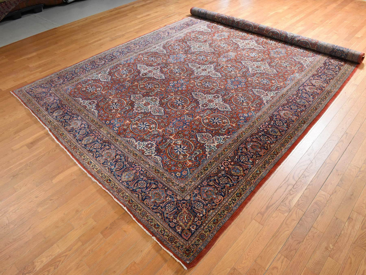 Persian Antique hand-knotted wool rug in Red, 10' x 16'8", SKU O078911 (view 4)