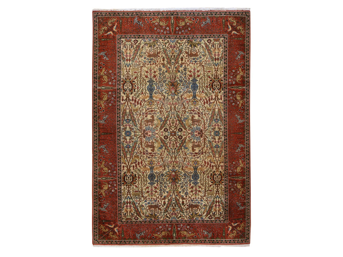 Persian Vintage hand-knotted wool rug in Ivory, 6'6" x 9'8", SKU O078912