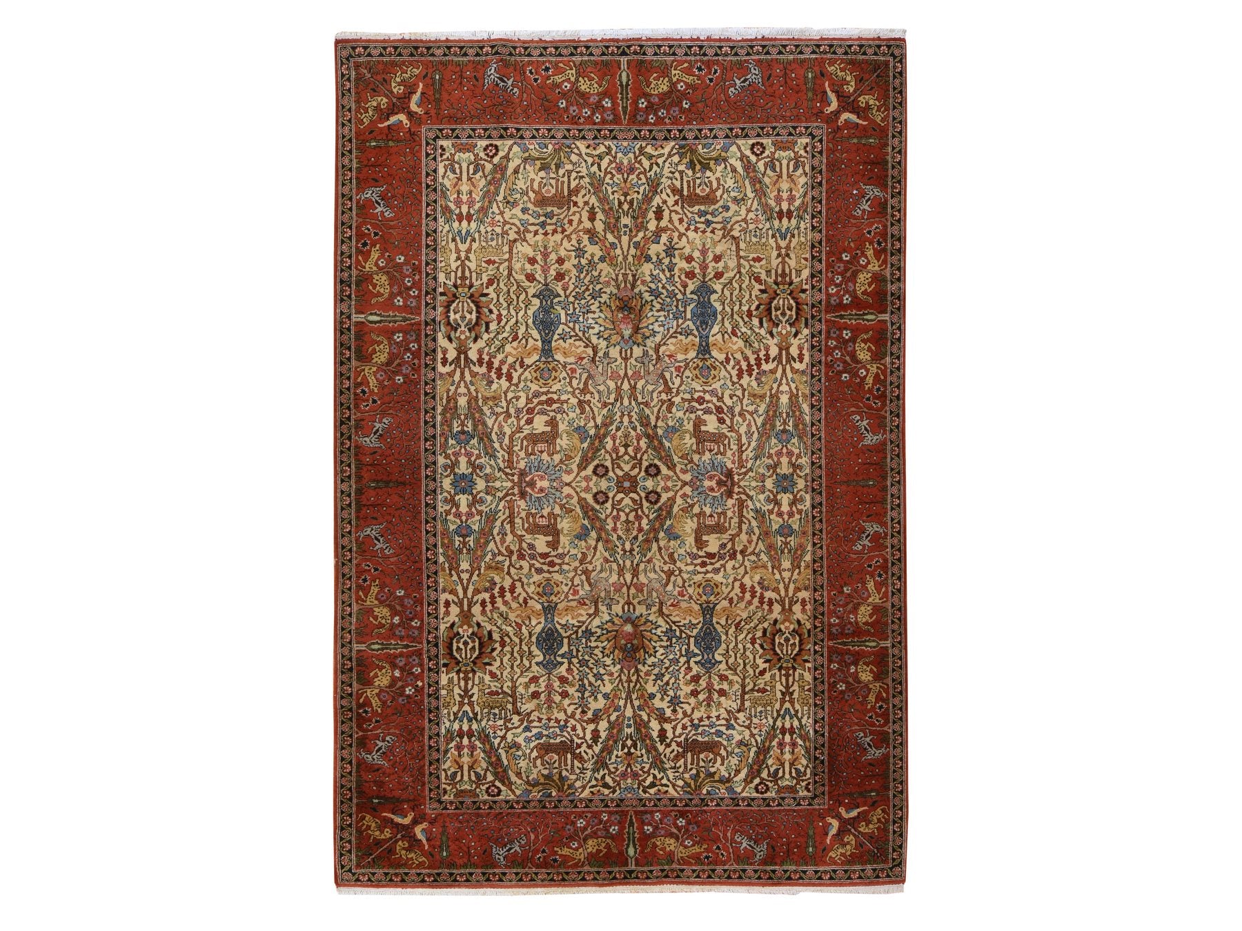 Persian Vintage hand-knotted wool rug in Ivory, 6'6" x 9'8", SKU O078912