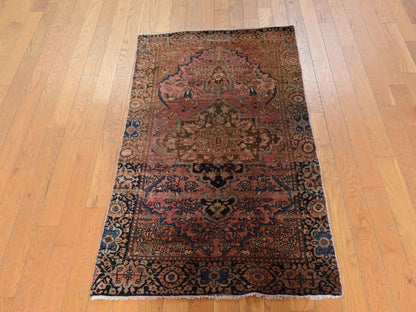Persian Antique hand-knotted wool rug in Pink, 2'9" x 4'6", SKU O078913 (view 2)